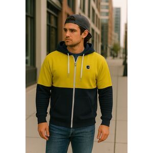 Rare! G-Star Raw Colorblock Yellow and Black Men's Zip-up Hoodie Jacket Size XXL